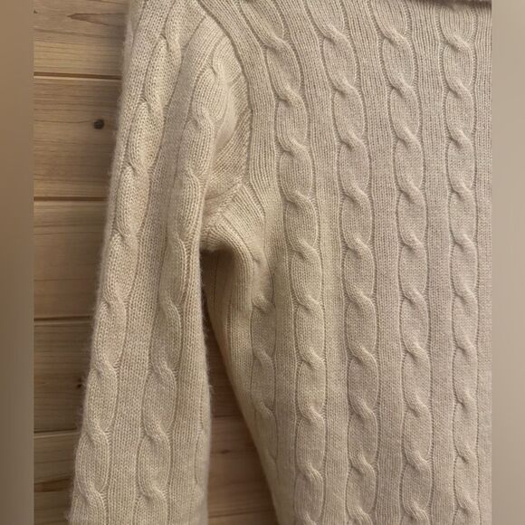 Vintage Ralph Lauren Black Label Size Medium Cashmere Cable Knit Wrap Sweater - Picture 13 of 15